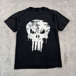 Punisher Shirt Mens Small Black Vintage Mad Engine Marvel Skull Comic Distressed